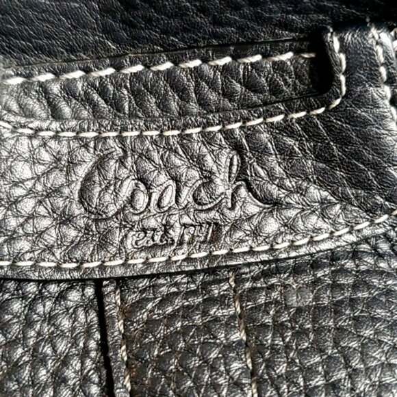 COACH Penelope Ruffled Black Pebbled Leather Satchel #13164 - Picture 8 of 14